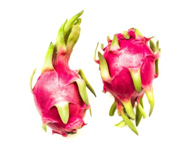 İzole dragonfruits. Beyaz arka plan üzerinde izole pitayas iki dragon meyve