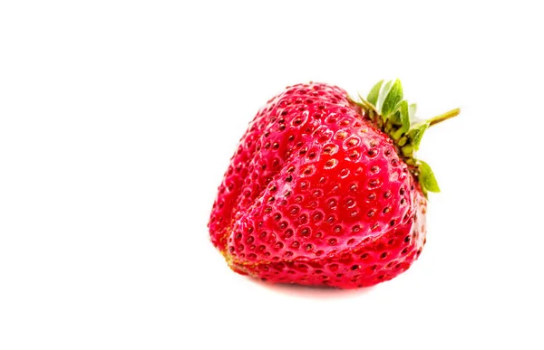 Ganze reife Erdbeere isoliert auf weißem Hintergrund — Stockfoto