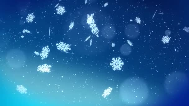 Christmas Snowflakes Falling, Snow Background — Stock Video