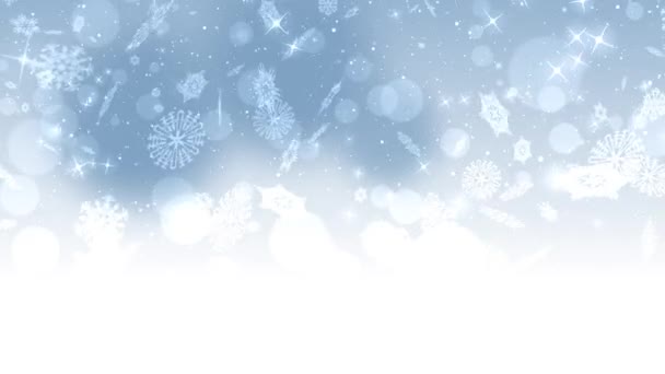 Рождественские снежинки падают, снежный фон — стоковое видео