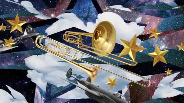 Brass Trumpet Vintage Jazz — Stock Video