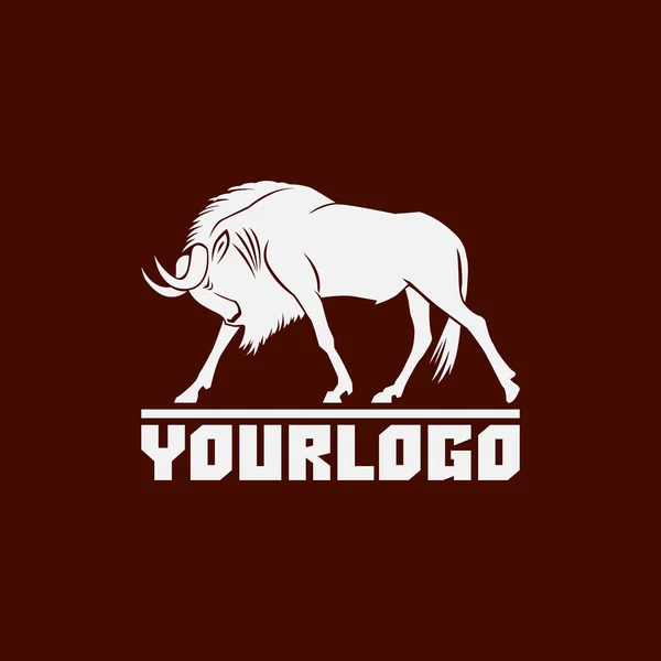 Gambar vektor logo wildebeest pada latar belakang coklat - Stok Vektor