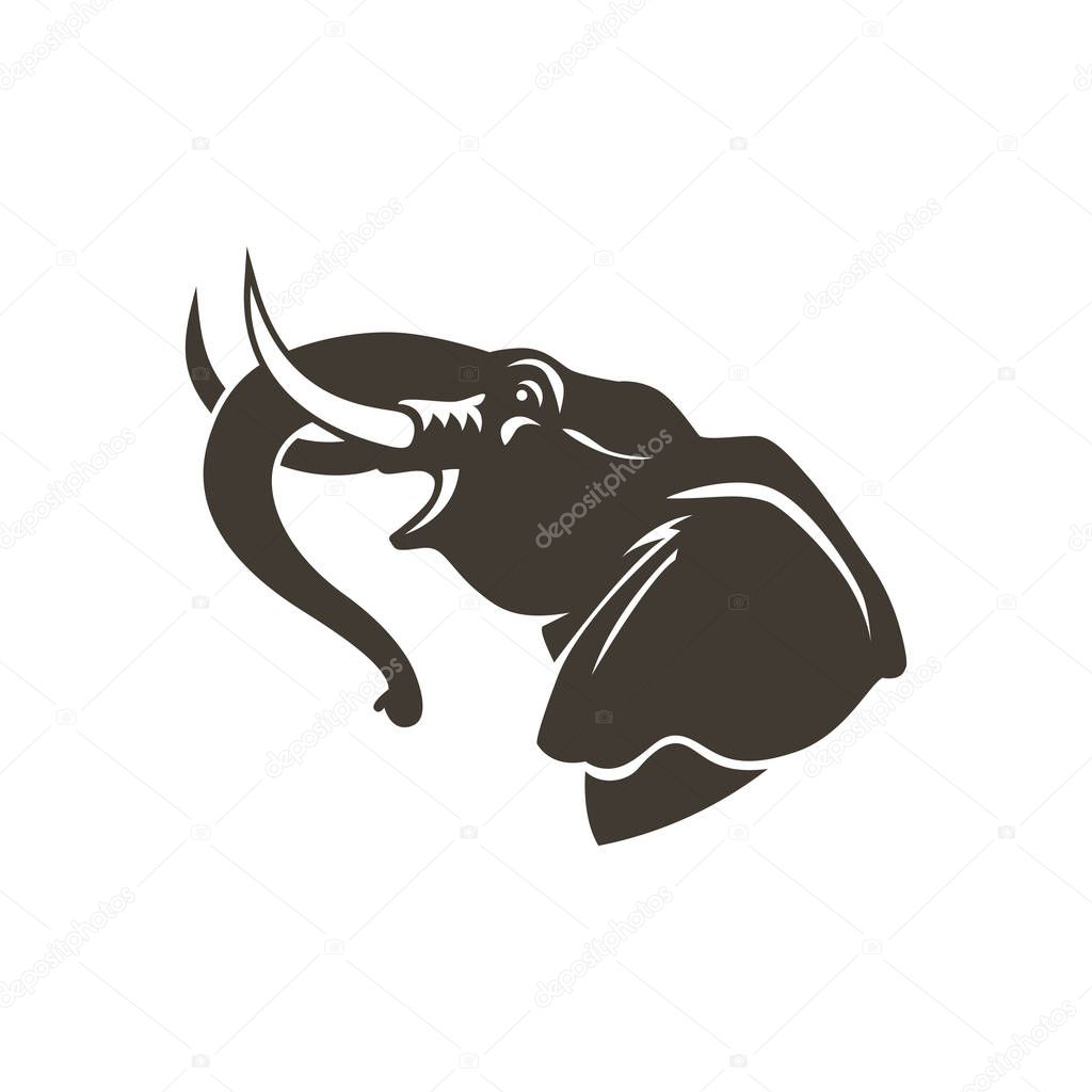 Head elephant sign logo emblem isolated