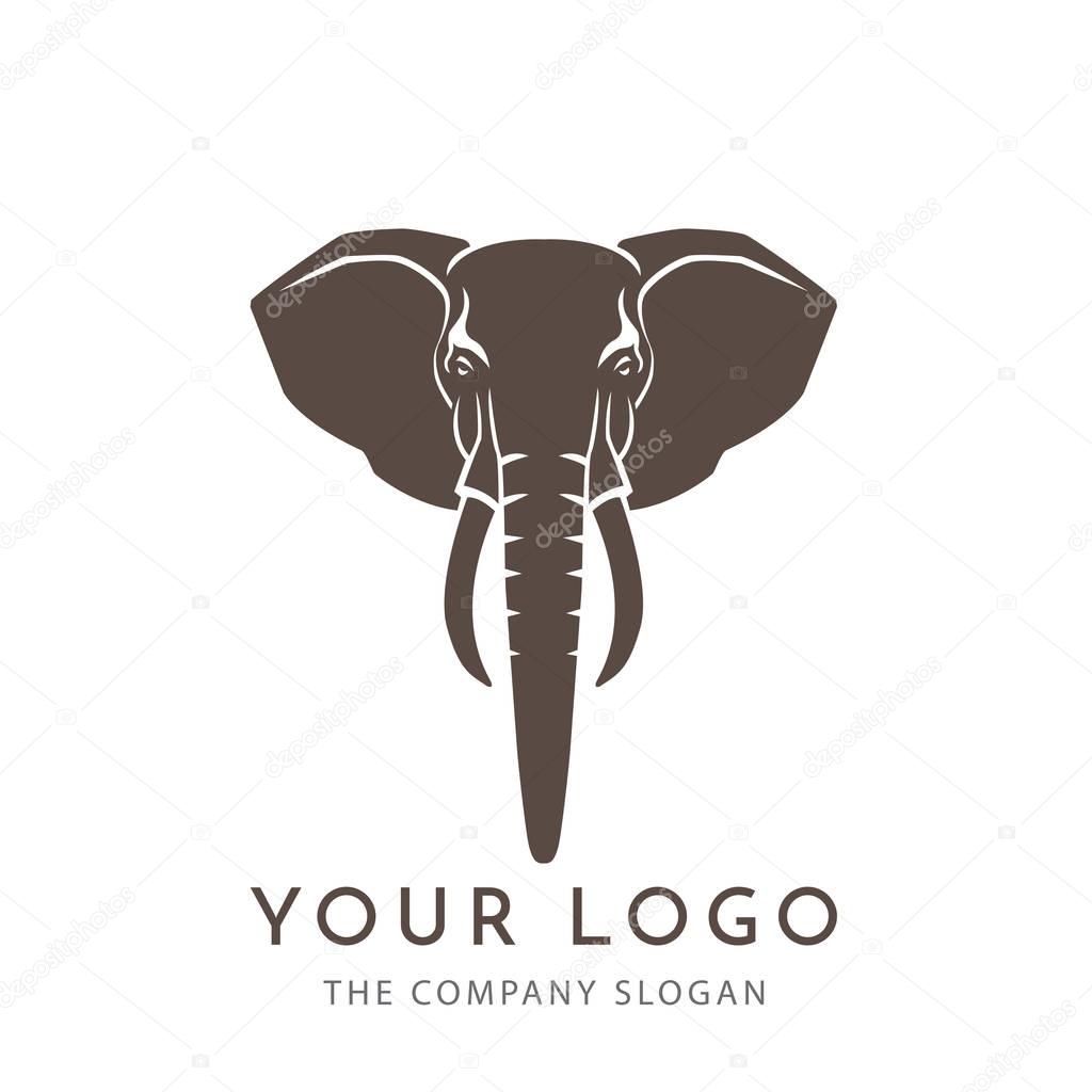 Head elephant  brown logo sign emblem isolated