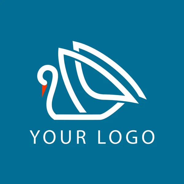 Emblema de signo de logotipo de línea de cisne — Vector de stock