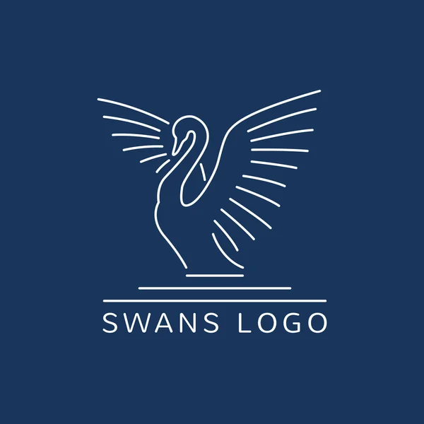 Line swan logotyp tecken — Stock vektor