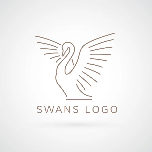 Linha cisne logotipo sinal emblema — Vetor de Stock