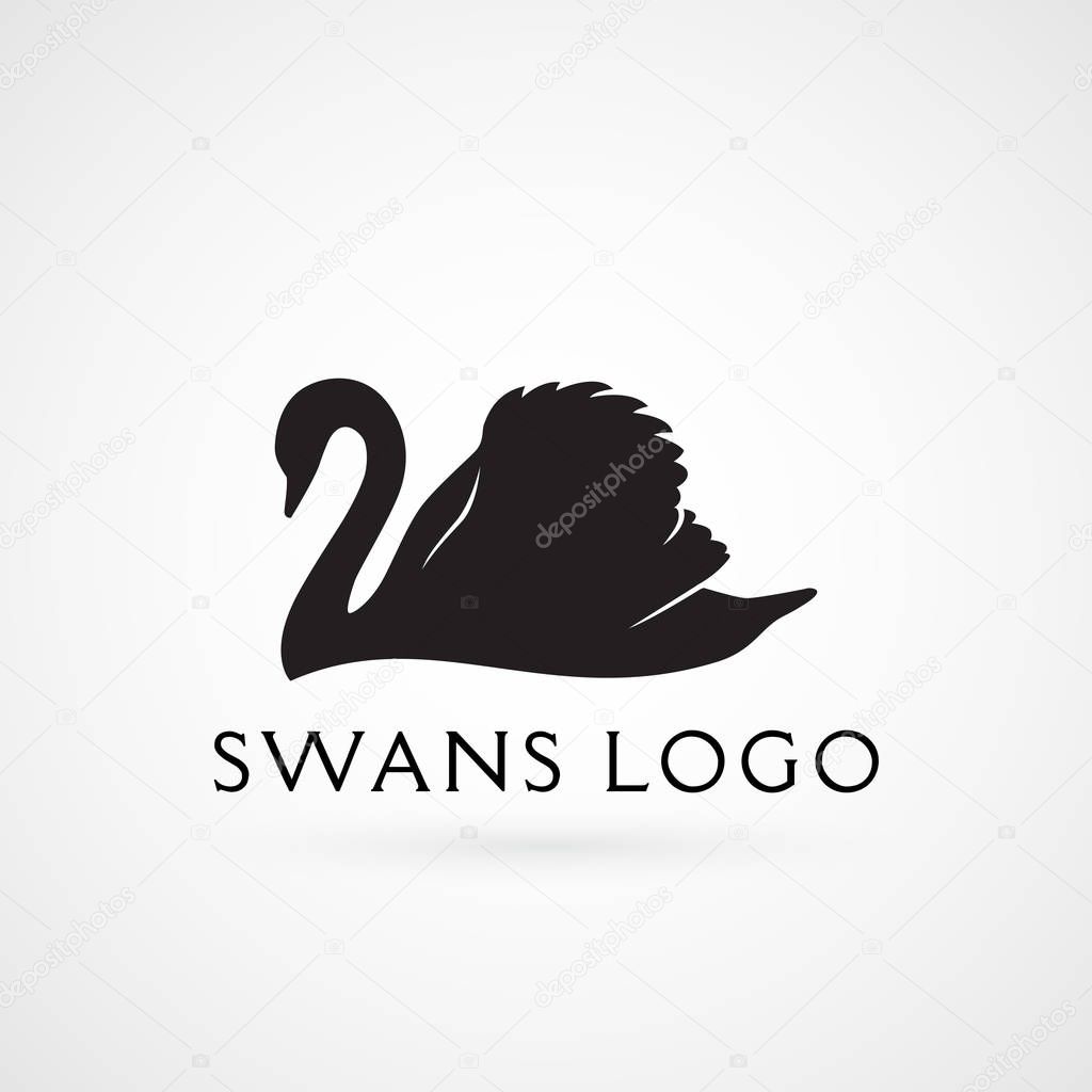 Swan swimming silhouette logo sign emblem vector illustration