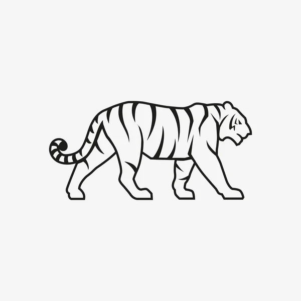 Эмблема логотипа Tiger going line с изображением векторной иллюстрации Стоковая Иллюстрация