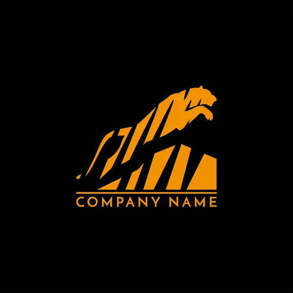 Tigre saut logo signe silhouette vecteur animal — Image vectorielle