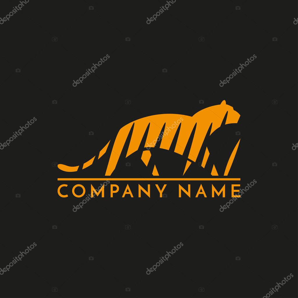 Tiger in the grass logo sign emblem pictogram vectror illustration