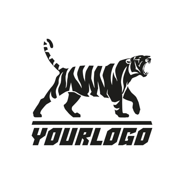 Harimau mengaum logo tanda vektor lambang hewan - Stok Vektor