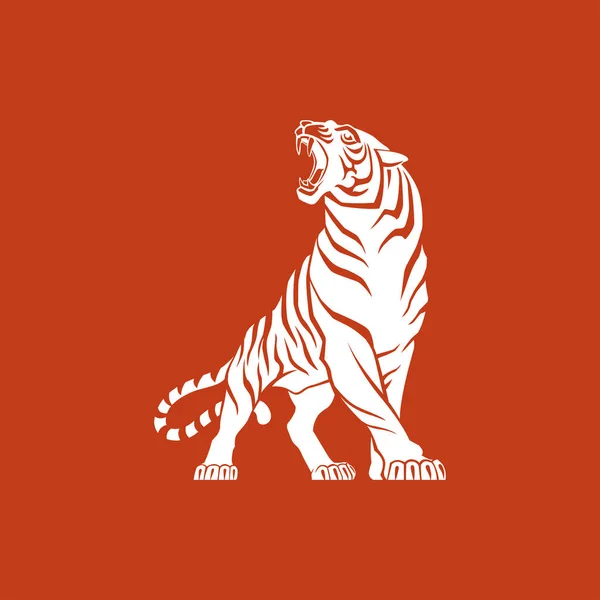 Tiger logotipo sinal emblema vetor ilustração branco — Vetor de Stock