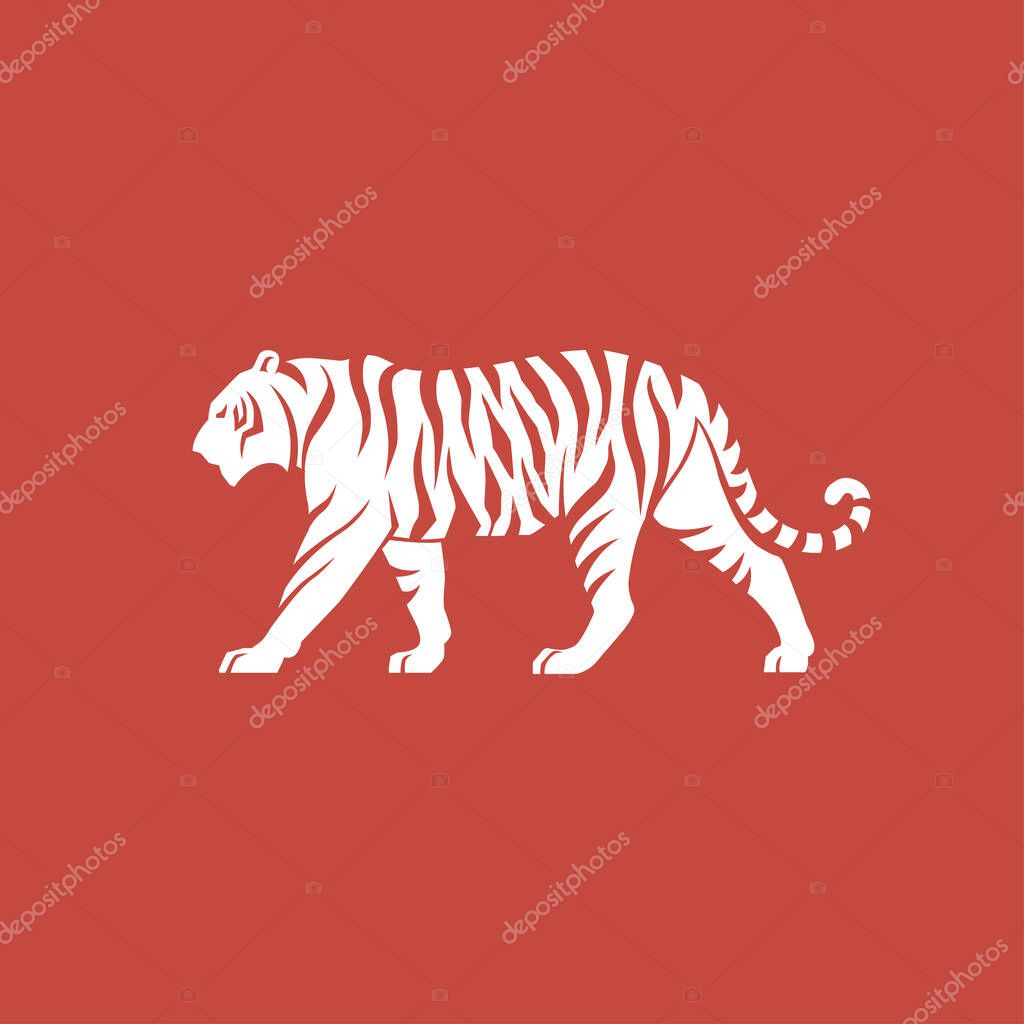 Tiger side wiew logo sign silhouette emblem vector illustration