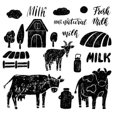 Çiftlik elle çizilmiş hayvanlar.