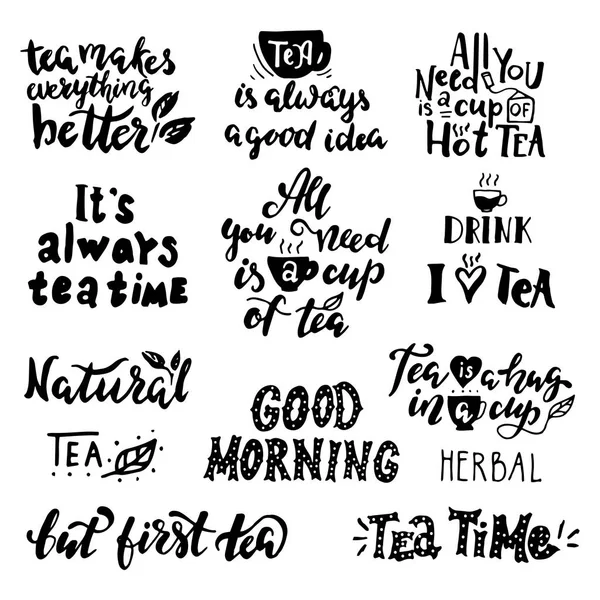 茶についての心に強く訴える引用. — ストックベクタ