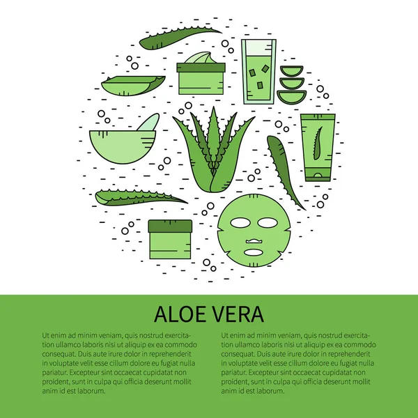 Icone della linea Aloe Vera — Vettoriale Stock