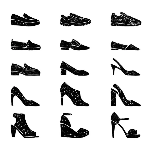手描きの靴のコレクション. — ストックベクタ