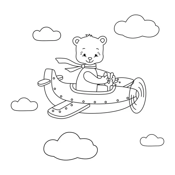 Bear on the airplane. — Stock Vector