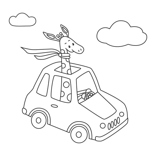 Giraffa in macchina . — Vettoriale Stock