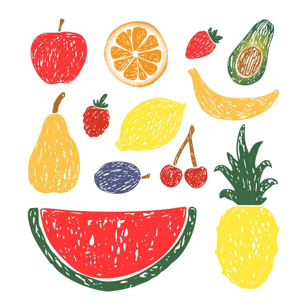 Set of fruits and berries. — Stock Vector