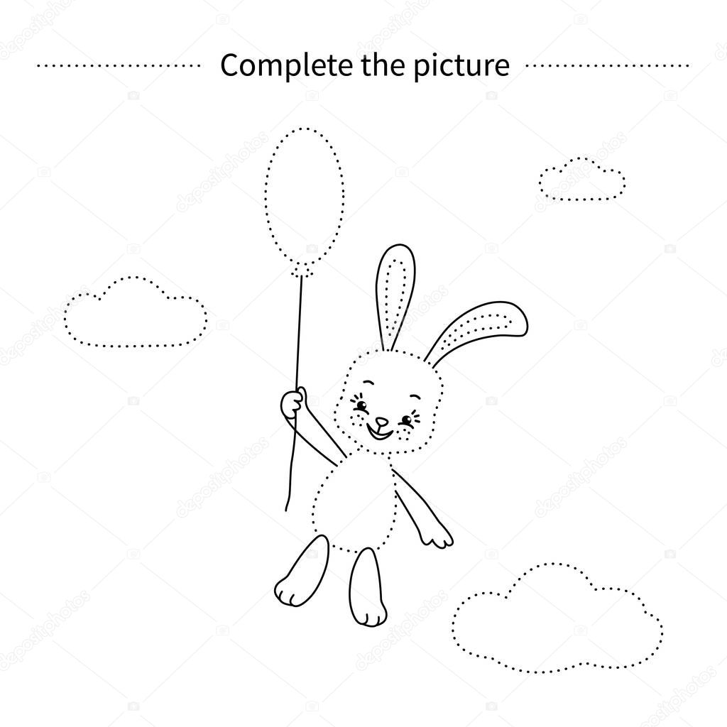 Cute bunny with balloon.