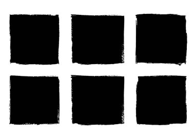 Beyaz arkaplandaki vektör grunge siyah dokuları kümesi.