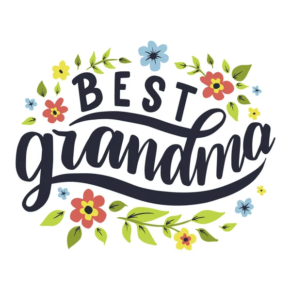 Beste oma. Handgetekende letterzin. — Stockvector