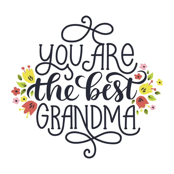 You are the best grandma. Hand drawn lettering phrase. — 스톡 벡터