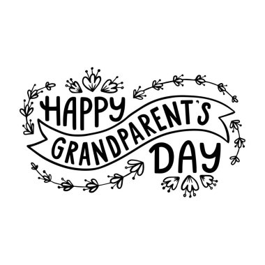 Happy grandparent's day. Hand drawn lettering phrase. 