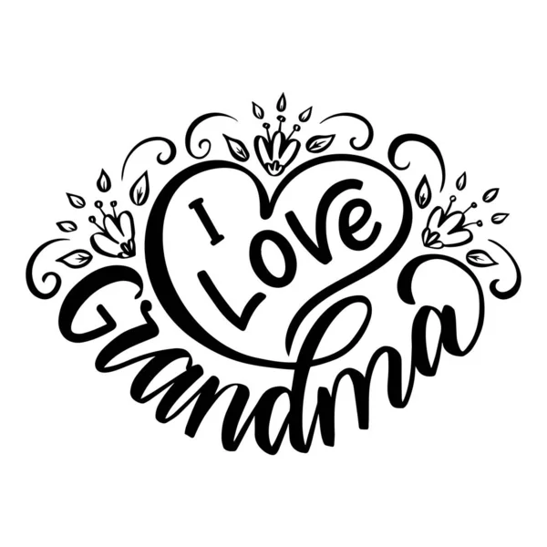 Kocham babcię. Ręcznie rysowane zdanie literowe. — Wektor stockowy