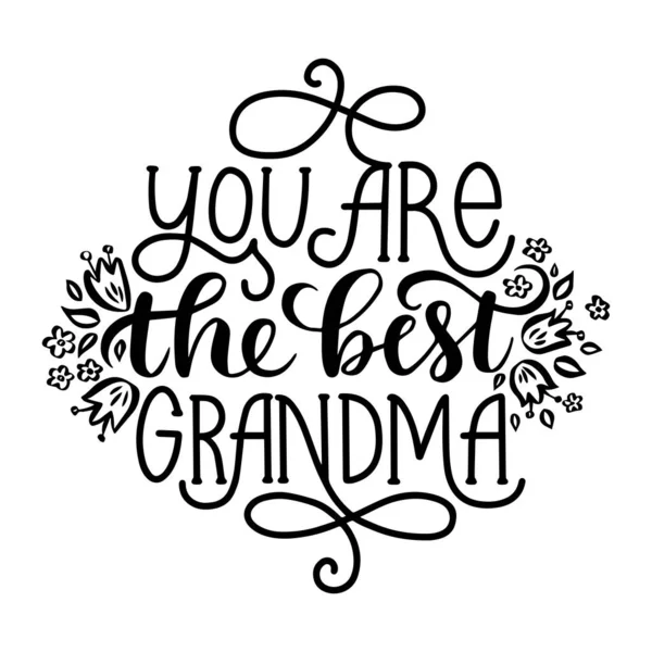 You are the best grandma. Hand drawn lettering phrase. — Stok Vektör