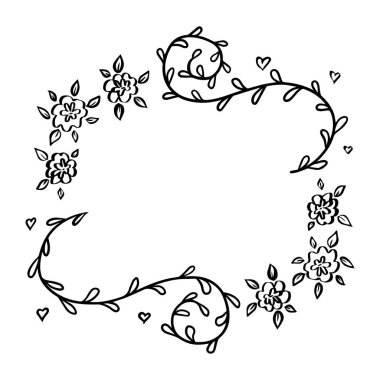 Hand drawn floral wreath for invitations, greeting cards, poster