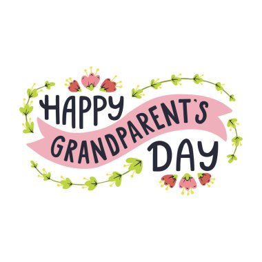 Happy grandparent's day. Hand drawn lettering phrase. 