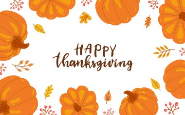 Mutlu Şükran Günleri. El çizimi pankart.