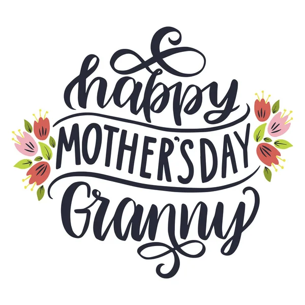 Χαρούμενη γιαγιά της ημέρας της μητέρας. Χειρόγραφη φράση. — Διανυσματικό Αρχείο