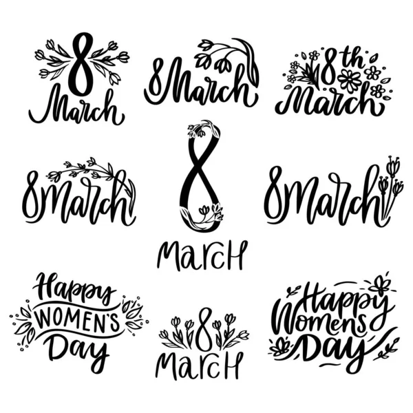 8 march set. International women's day. — Stock Vector