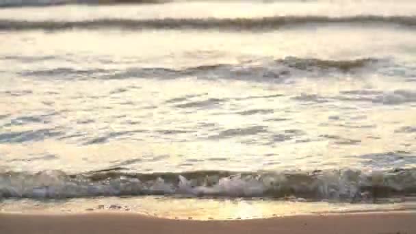 Vagues sur beau coucher de soleil — Video