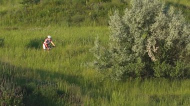 Siberian dış yapraklar ve bikejoring ile kızak köpek spor yarış