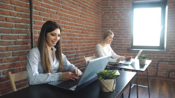 Two customer service representatives at work — Stock Video