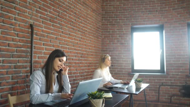 Two customer service representatives at work — Stock Video