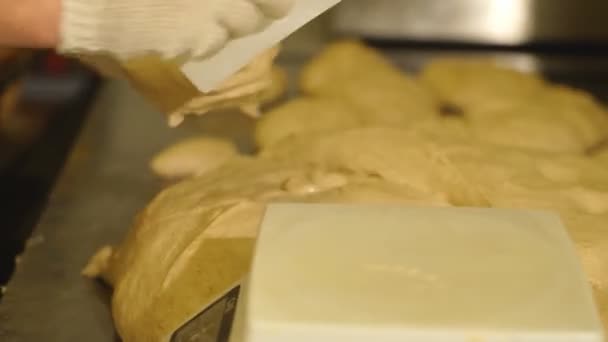 Baker preparando massa de pão — Vídeo de Stock