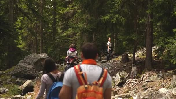 Die Reisegruppe fährt in die georgischen Berge — Stockvideo