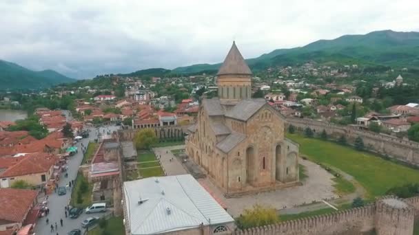 City Mtskheta in Georgia, rivers Aragvi and Kura — Stock Video