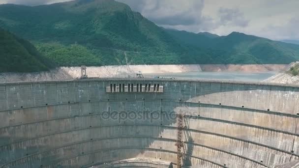 The "Inguri Dam" is a hydroelectric dam on the Inguri River in Georgia — Stock Video