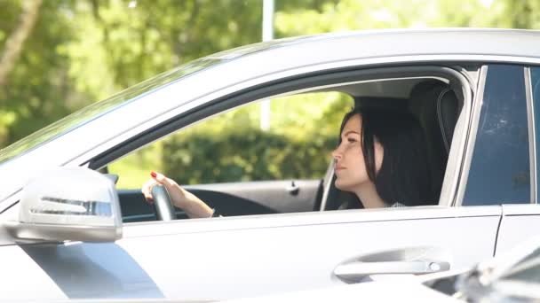 A man meets a woman in traffic — Stock Video