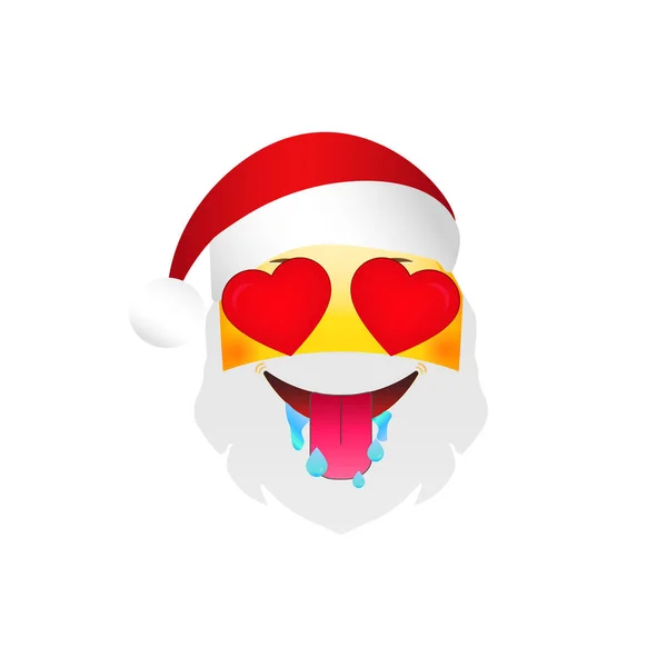Emoji Santa Claus. Vacaciones de invierno Emoticon. En el amor Carácter — Vector de stock