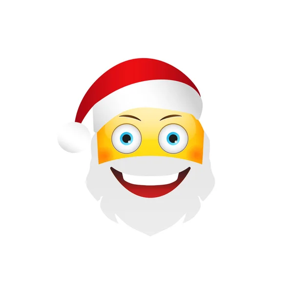 Emoji Santa Claus. Vacaciones de invierno Emoticon. Carácter sonriente — Vector de stock