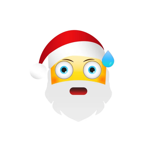 Emoji Santa Claus. Vacaciones de invierno Emoticon. Carácter preocupado . — Vector de stock