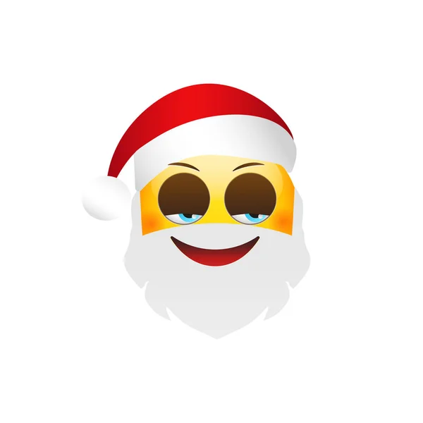 Emoji Santa Claus. Vacaciones de invierno Emoticon. Carácter astuto — Vector de stock